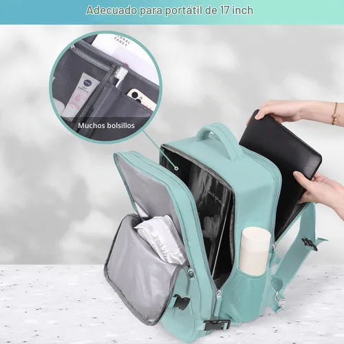 Vista 5 de Mochila de viaje Sinaliy para mujeres y hombres, Verde, Grande, Mochilas de viaje
