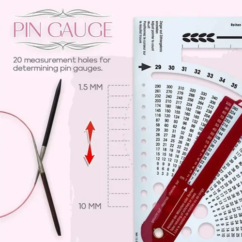 Vista 5 de Herramienta convertidora de calibre de punto, calculadora de puntada de doble cara y regla de marco de conteo, herramientas de tejer para tejer