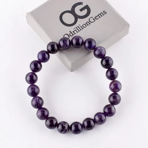 Vista 5 de Pulsera de purificación hecha a mano con piedras preciosas – Pulsera unisex elástica con cristales curativos de chakras, cuentas redondas de cuentas
