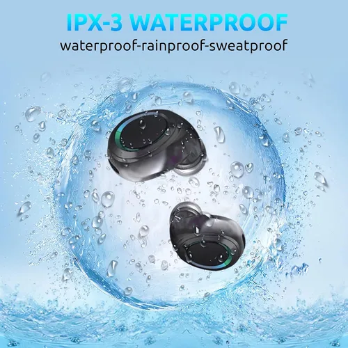Vista 3 de Wireless V5.1 PRO auriculares funciona para Xiaomi Mi 10 Pro 5G IPX3 Bluetooth Touch impermeable, a prueba de sudorreducción de ruido con micrófono