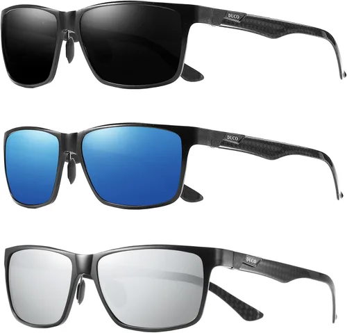 Vista 7 de DUCO Gafas de sol polarizadas con templo de fibra de carbono de lujo para hombres deportes UV400 DC8206 3packs