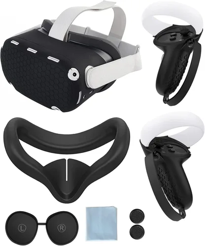 Protective Cover Compatible with Oculus Quest 2 Accessories, Silicone Controller Grip Cover Protector, Soft Shell Skin with Face Cover and Lens