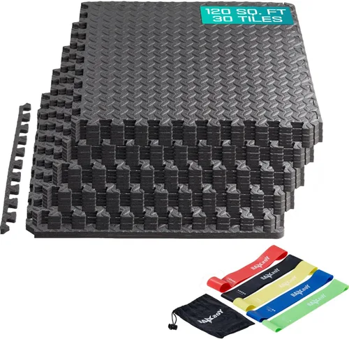 Vista 18 de Yes4All 24SQFT-120SQFT - Tapete de ejercicio de rompecabezas para gimnasio en casa, baldosas de espuma EVA entrelazadas con borde