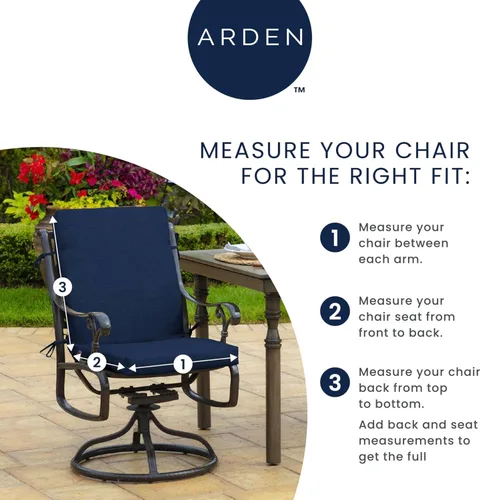 Vista 3 de ARDEN - Cojín para silla de comedor al aire libre, 20 x 20 pulgadas, resistente a la intemperie, a la lluvia y a la decoloración, cojín de patio