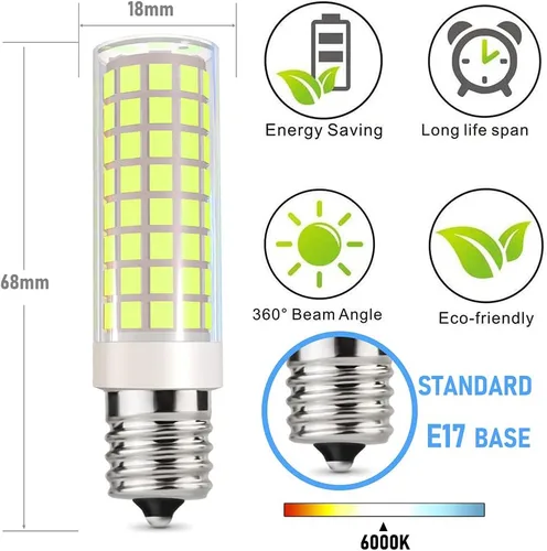 Vista 2 de Luz para horno de microondas, bombilla LED E17, base T7, 8 W (equivalente a halógeno de 80 W) sobre encimera, hornos de microondas de 120 V, pieza