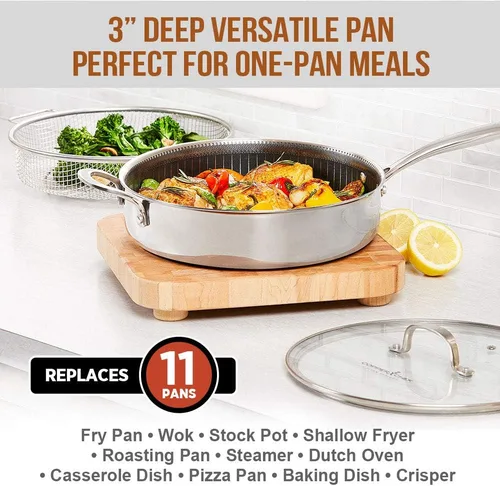Vista 2 de Copper Chef Titan Fry, 9.5 pulgadas con sartén de 8 pulgadas, acero inoxidable