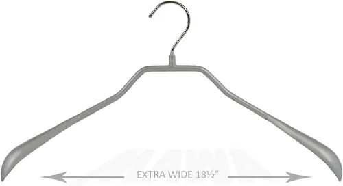 Vista 9 de Mawa by Reston Lloyd BodyForm Series - Percha de ropa extra ancha antideslizante que ahorra espacio para chaquetas, trajes y abrigos, 18 1/4 Negro