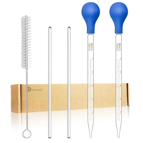Vista 8 de Pipetas de vidrio con cuentagotas de 0.3 fl oz, pipeta de laboratorio graduada, pipeta líquida (4)