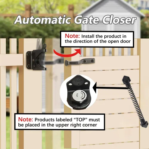 Vista 3 de HOME MASTER HARDWARE Muelle de puerta de 11 pulgadas con cierre automático para exteriores, resistentes, color negro, cierre automático de puerta