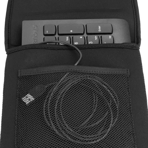 Vista 5 de Funda de neopreno para teclado (hasta 18 pulgadas), con almacenamiento de mouse inalámbrico y bolsa de cable y cargador (negro)