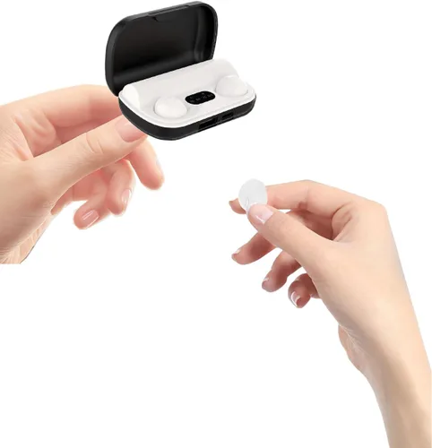Vista 9 de Auriculares invisibles pequeños Bluetooth Mini inalámbricos discretos auriculares para música, hogar, trabajo (negro)