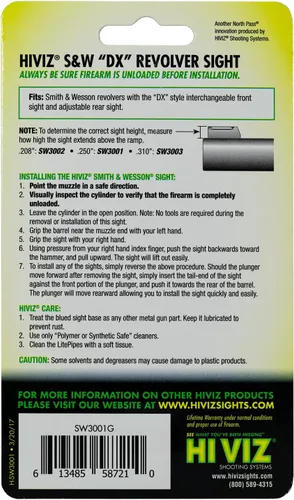 Vista 3 de HIVIZ SW3001-G Smith&Wesson mira delantera de fibra óptica (0.250 altura)