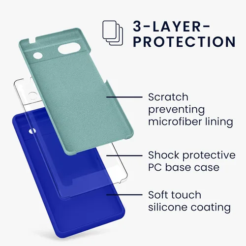 Vista 492 de kwmobile Funda Compatible con Google Pixel 6 Pro - Funda de teléfono de silicona TPU con acabado suave - Azul Arrecife