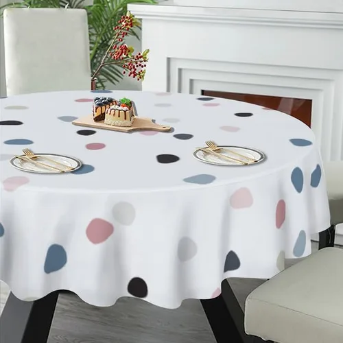 Vista 5 de Minimalist Round Tablecloth Cute Table Cloth Decor Washable Table Cover with Wrinkle Resistant for Home Kitchen Dining Room Picnic Camping Party