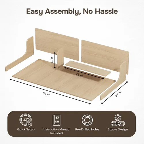 Vista 4 de SOBHI Encimera para lavadora y secadora de madera maciza con complementos de lavandería Organización y almacenamiento de lavandería de 54 x 27