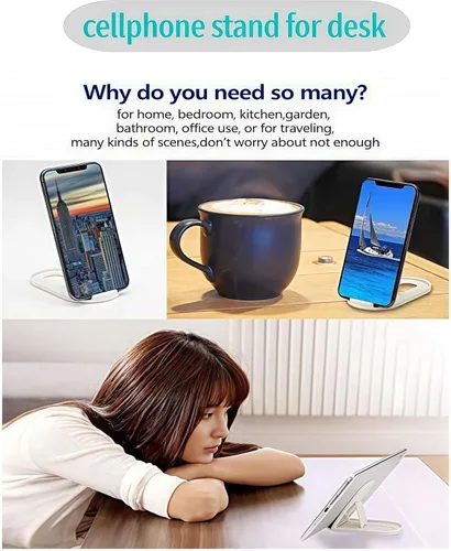 Vista 3 de Prettyia Soporte para teléfono celular, soporte portátil para teléfono para escritorio, aplicable a soporte de iPhone y otros teléfonos móviles