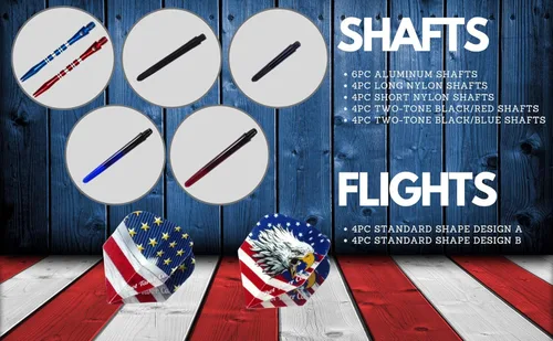 Vista 7 de Juego de dardos de punta de acero – Dardos profesionales de punta de acero para diana – incluye cañones de latón + ejes de plástico y aluminio +