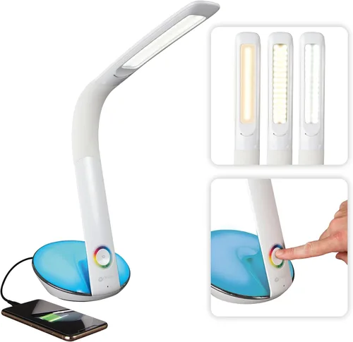 OttLite Lámpara de escritorio LED con base que cambia de color y USB