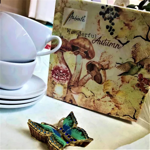 Vista 4 de Servilletas de hongos de 13 x 13 pulgadas para Decoupage - Servilletas de papel vintage de otoño y Acción de Gracias - Servilletas de cóctel