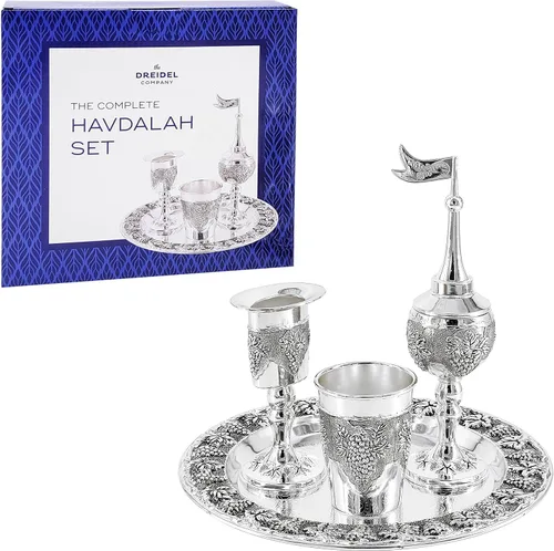 The Dreidel Company Havdalah - Juego de copa de vino, con portavelas e incienso para especias, chapado en plata (paquete de 2)