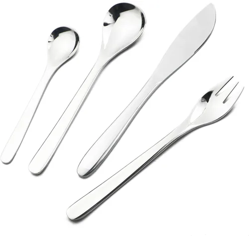 JASHII Juego de cubiertos de acero inoxidable para 10 personas, juego de cubiertos plateados de 40 piezas, juego de vajilla de acero inoxidable,