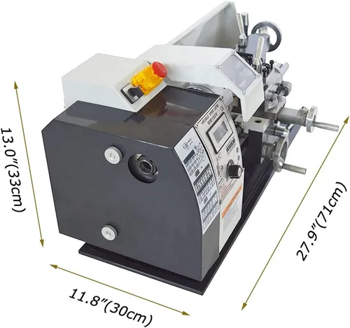 Vista 3 de 7 "* 12" torno de metal de sobremesa, torno de metal de precisión de hilos métricos/pulgadas, mini torno 600W motor sin escobillas
