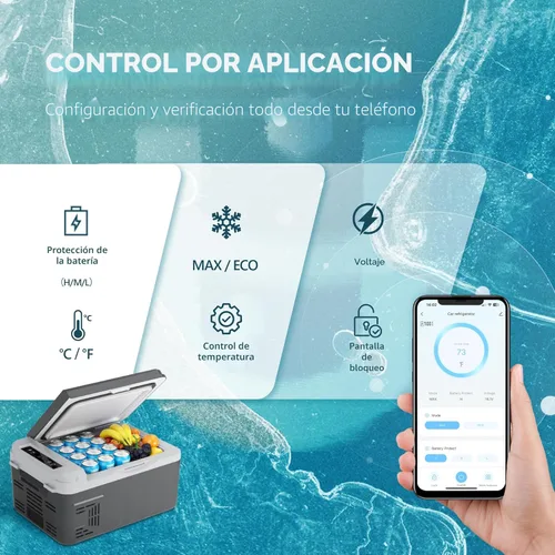 Vista 2 de Euhomy - Refrigerador de 12 voltios, enfriador eléctrico con compresor de 12 cuartos de galón (10L) y control de aplicación, refrigerador