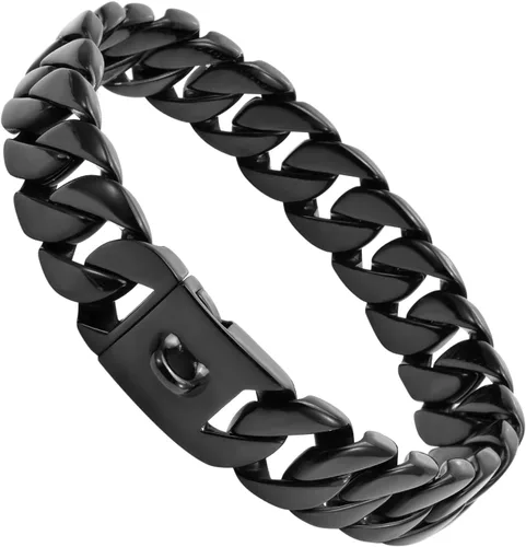 Collar de Cadena para Perros Grandes, Collar de Entrenamiento de 32mm con Eslabones Cubanos y Hebilla de Seguridad con Diseño, Collares Martingala