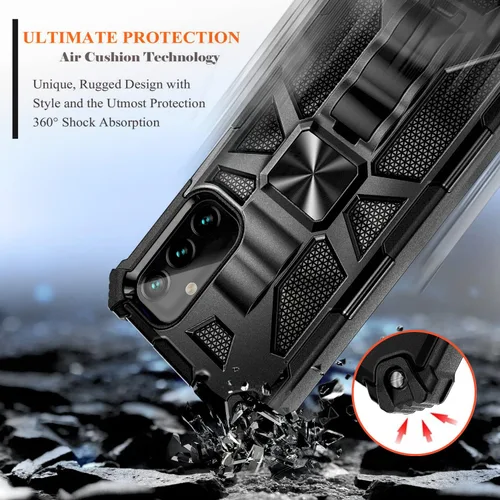 Vista 4 de NZND Funda de teléfono diseñada para Samsung Galaxy A14-5G, color negro, con protector de pantalla, protección de cuerpo completo a prueba de golpes