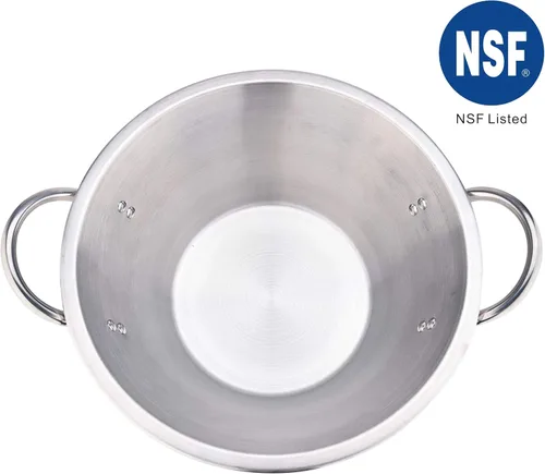 Vista 2 de ARC, CSD422S - Aprobación NSF de acero inoxidable resistente, fondo sándwich, acero inoxidable, Cazo para carnitas de cobre, Plancha para tacos, wok