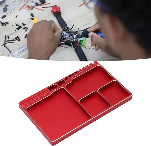 Vista 6 de Dilwe Bandeja de tornillo magnética de aleación de aluminio RC con almohadilla para reparación de juguetes modelo RC, kit de reparación electrónico
