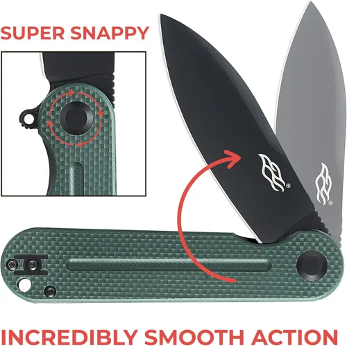 Vista 57 de Firebird Ganzo FH922PT-BK EDC Navaja de bolsillo plegable con filo de navaja, acero inoxidable D2, hoja negra, mango G10 con clip, cuchillo