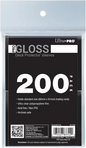 Ultra PRO - 200 unidades Fundas protectoras para mazos de cartas negras PRO-Gloss tamaño estándar, Protege y almacena cartas coleccionables, para
