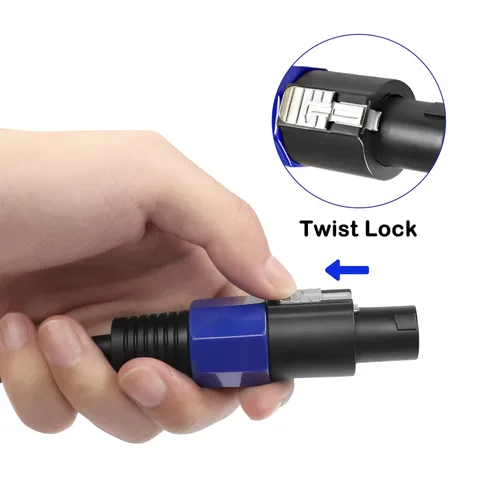 Vista 2 de MEIRIYFA Cable de extensión Speakon a Speakon macho a macho Cable de audio de altavoz con bloqueo giratorio para amplificador de altavoz