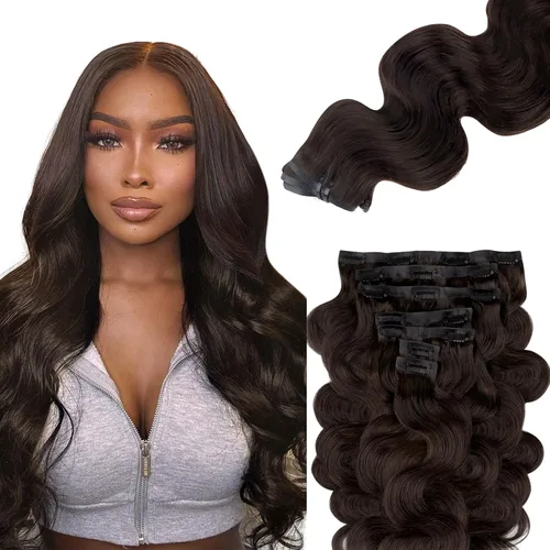 Vista 25 de Lashey Extensiones de cabello humano con clip, sin costuras, #1, color negro azabache, extensiones de cabello humano real, extensiones de cabello