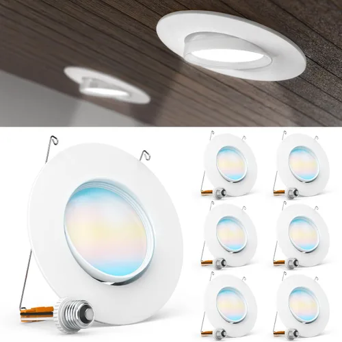 Vista 7 de Sunco - Luces LED de 5/6 pulgadas para lata, iluminación empotrada, cardán ajustable, 800 LM, 12 W = 60 W, CCT seleccionable 2700 K/3000 K/3500