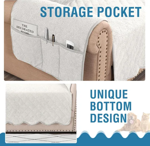 Vista 5 de H.VERSAILTEX Fundas acolchadas impermeables para sofá, fundas protectoras antideslizantes para sofá, fundas para perros, fundas para sofá de 3