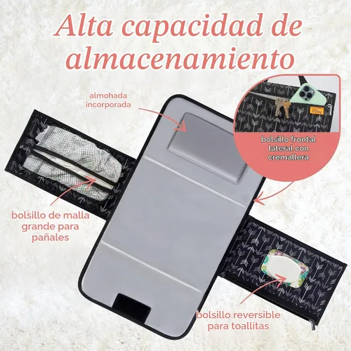 Vista 3 de Kopi Baby Cambiador de pañales portátil, bolsillo de toallitas, flechas Flechas negras