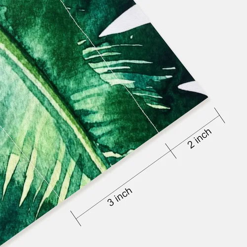 Vista 6 de Cenefas de cocina con hojas de Monstera verdes para ventanas, con bolsillo para cortinero de plantas tropicales, 52 x 18 pulgadas, cenefas