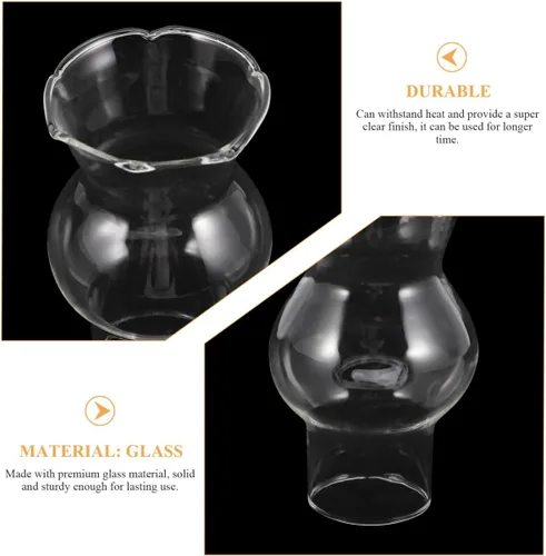 Vista 3 de Uonlytech Reemplazo de pantalla de lámpara de vidrio resistente a altas temperaturas, cubierta superior de lámpara de queroseno, chimenea