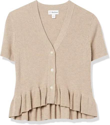Vista 6 de The Drop Women's Catalina Peplum Ruffle Rib Cardigan Sweater