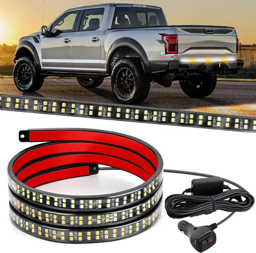 Vista 19 de Nilight - Tira de luz LED para plataforma trasera de 30 pulgadas de UTV, 204 LED, luces de freno ámbar, luces intermitentes rojas, compatible