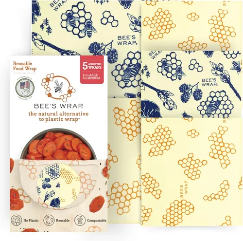 Vista 17 de Bee's Wrap Envolturas de cera de abeja para alimentos, hechas en Estados Unidos, reutilizables y orgánicas, envoltura para sándwiches y cubiertas