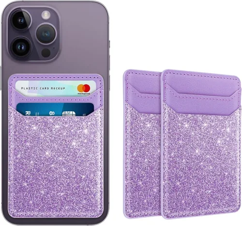 Vista 17 de Portador de Tarjetas Autoadhesivo para la Parte Posterior del Teléfono, Bolsillos de Billetera de Teléfono de Cuero RFID que se Adhieren, Fundas