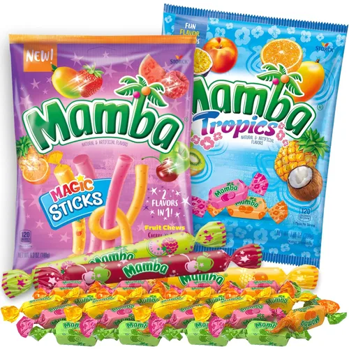 Needzo Ultimate Mamba - Juego de regalo de dulces masticables surtidos con sabor a frutas, dulces masticables envueltos individualmente, surtido de