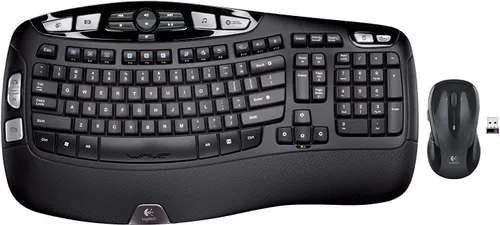 Logitech MK550 Wireless Wave K350 Combo de teclado y mouse incluye teclado y mouse, batería de larga duración, diseño ergonómico de onda con mouse