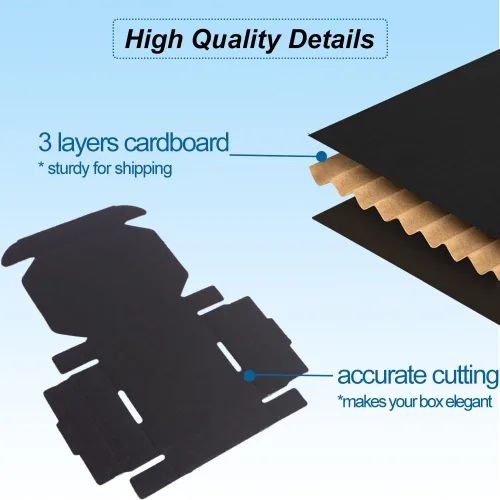 Vista 3 de ROTCH Paquete de 200 Cajas de Envío Pequeñas de 4x4x1'', Sobres de Cartón Corrugado, Negro (M441-200-B)