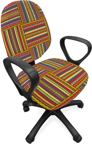 Vista 75 de Ambesonne Funda para silla de oficina Eiffel, patrón de lunares con torre Eiffel incompleta y corazones románticos, funda elástica decorativa