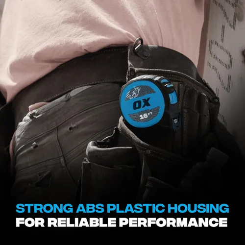 Vista 6 de OX Tools Tuff Blade - Cinta métrica magnética de construcción a prueba de golpes con doble gancho magnético - Hoja de 1 1/4 pulgadas de ancho