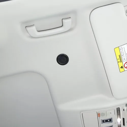 Vista 5 de YIWANG ABS cubierta del micrófono del techo del coche decoración pegatinas para Land Rover Defender 110 2020-2022 Auto Accesorios (fibra de carbono)